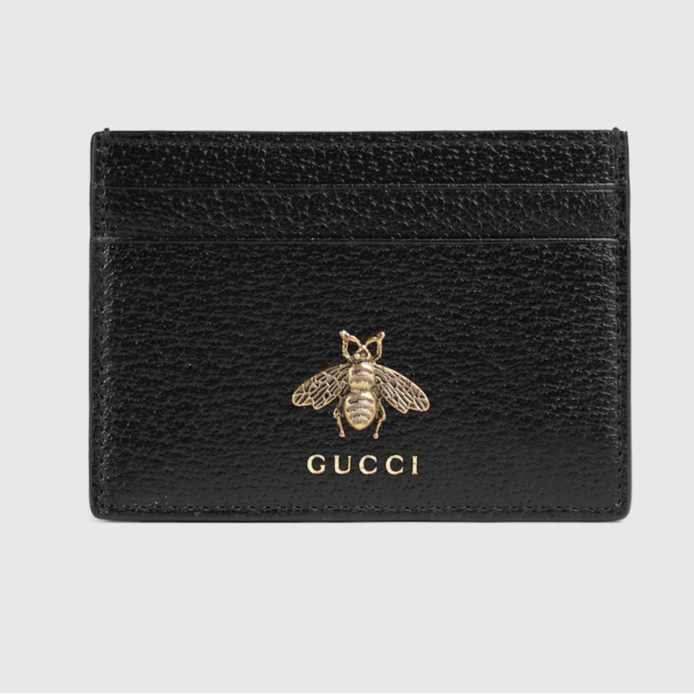 Black Gucci Animalier Leather Card Case